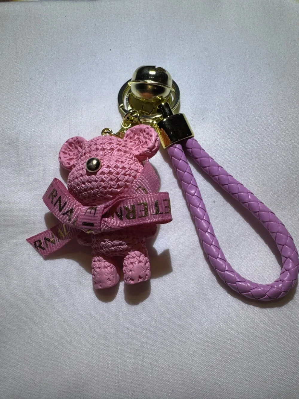 Love is Eternal Pink Bag Charm Keychain